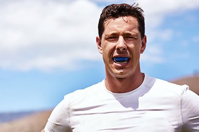 Man wearing a mouthguard
