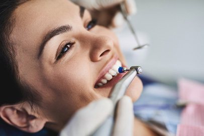 Woman at a dental cleaning