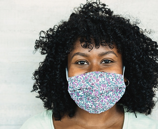 Dental team member wearing a protective face mask