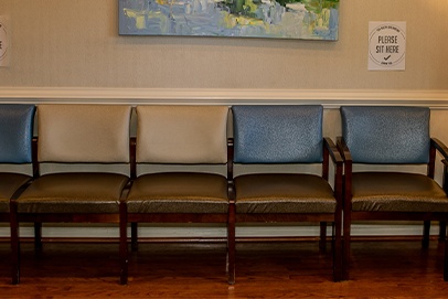 Freshly sanitized dental office waiting area