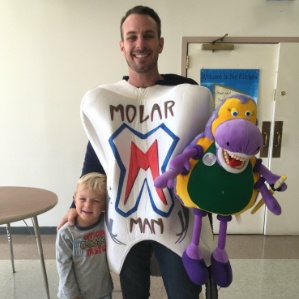 Dentist dressed as molar man